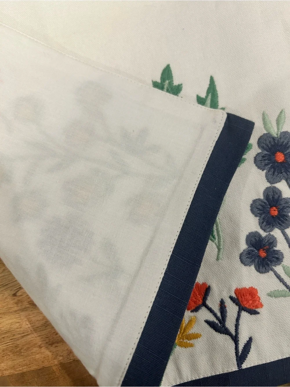 Embroidered Floral Table Runner White with Multicolor Floral Accents